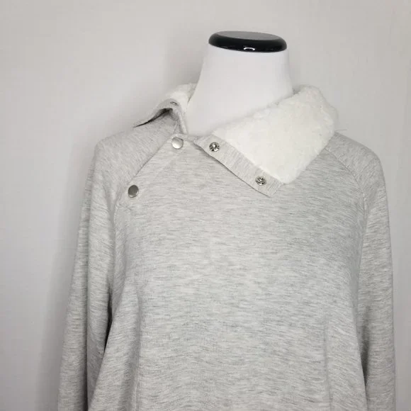 Maternity Sherpa Fleece Sweatshirt Light Gray - Picture 4 of 8